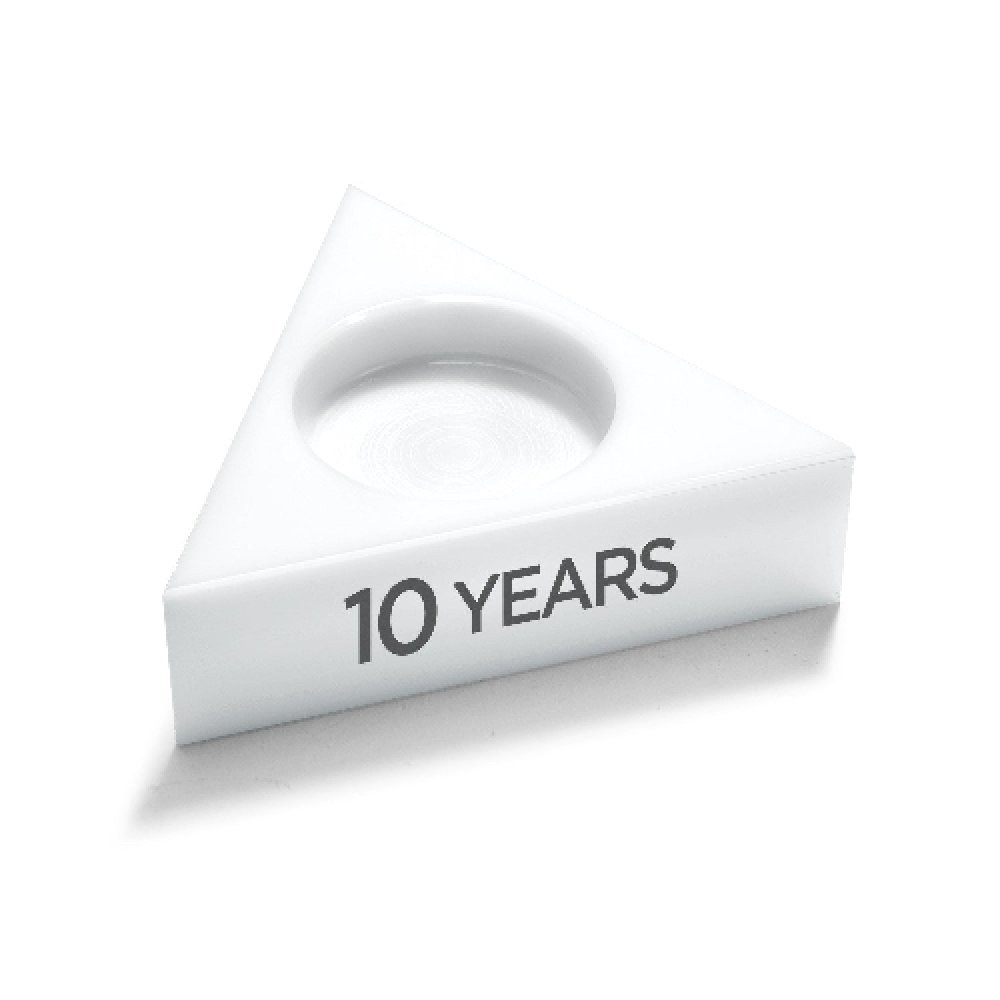 Crystal Triangular Stackable add on with Acrylic Connector - White — 3.5" x 1" x 3" Color: White