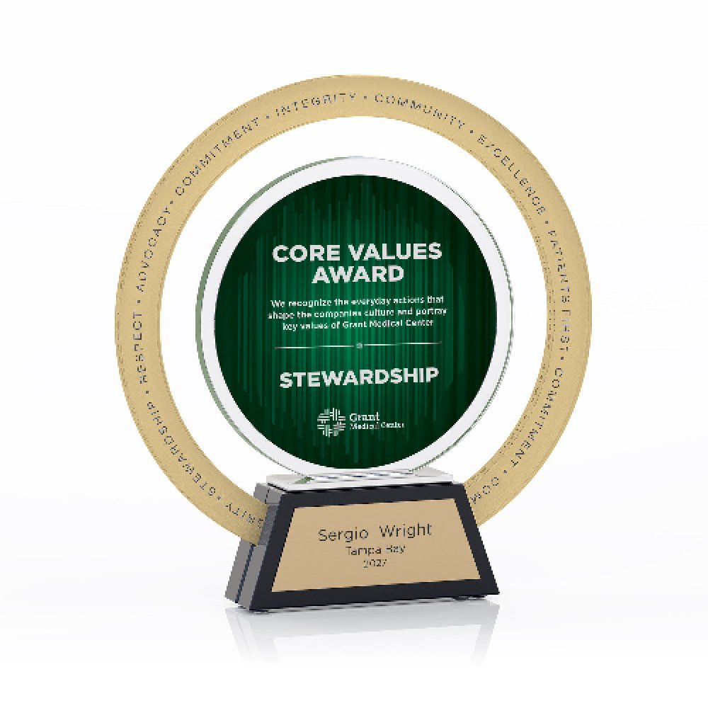 Brushed Metal Design Metallic Imprint - Green - Gold — 7.5" x 8" x 1.25" Color: Green