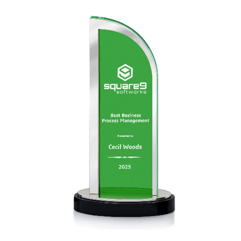 Nouveau Acrylic Award with Mirror Accent - Green — 4.5" x 8" x 2" Color: Green