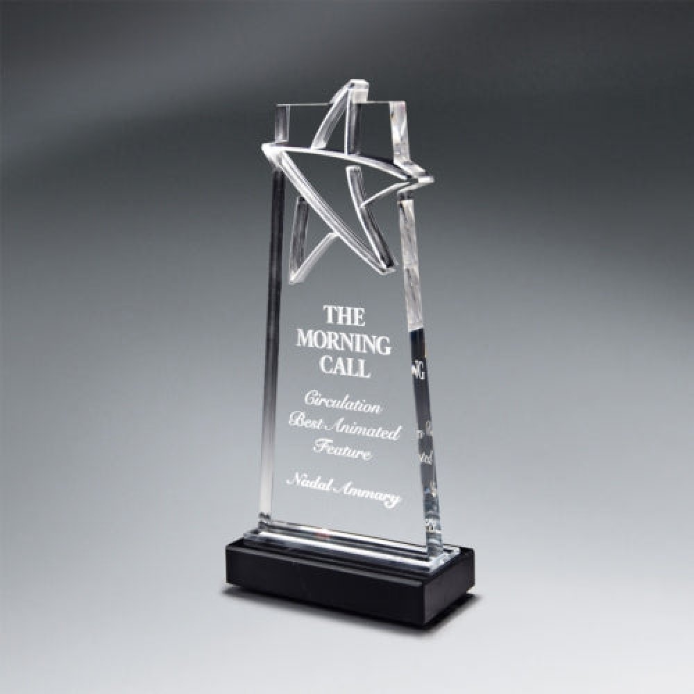 Star Tower on Marble Base — 4" x 8" x .50" Sold only as shown.
