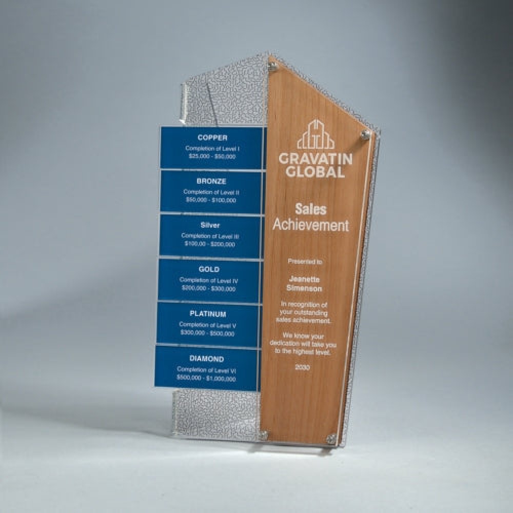 Alder Wood Interlocking Bent Award (6 Left Interlock Bars Not Included) — 5.75" x 10.50" x 4" Sold only as shown.