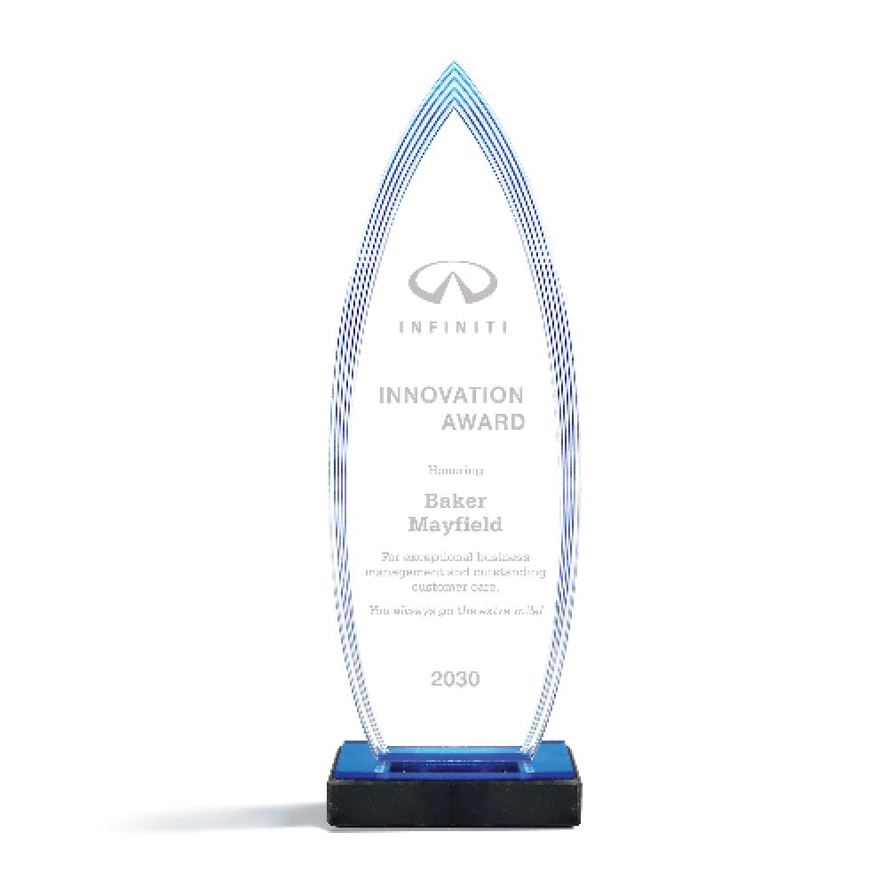 Open Pinnacle Award - Blue — 4" x 11.75" x 2" Color: Blue