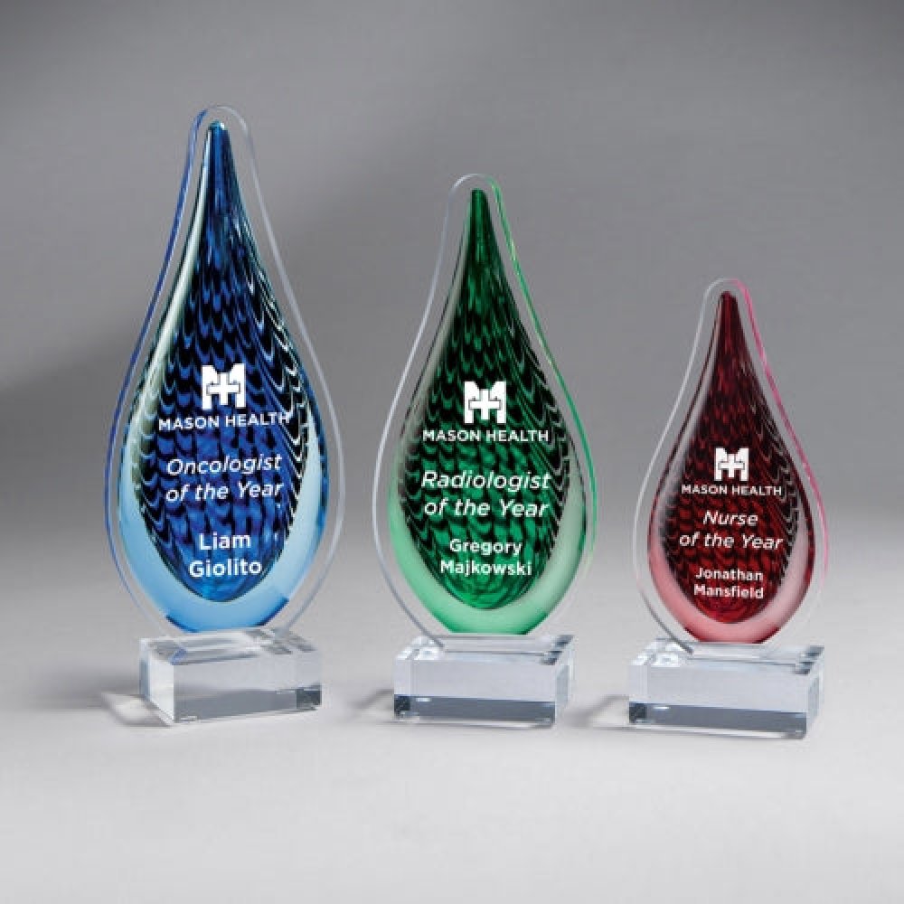 Acrylic Color Drops Large — 4.375" x 10" x 1.75" Color: Green