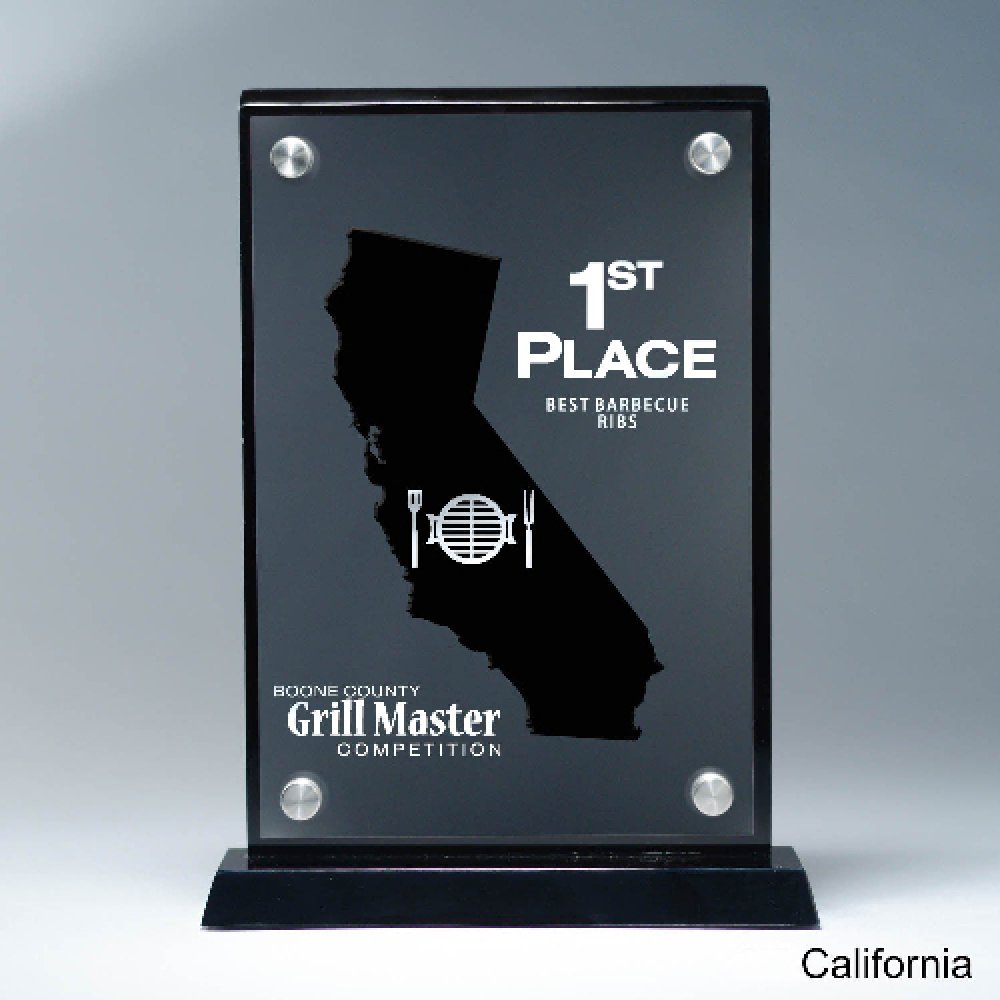 Frosted Acrylic Cutout on Risers Award - California — 8 1/2" x 8 3/4" Cutout Shape: California