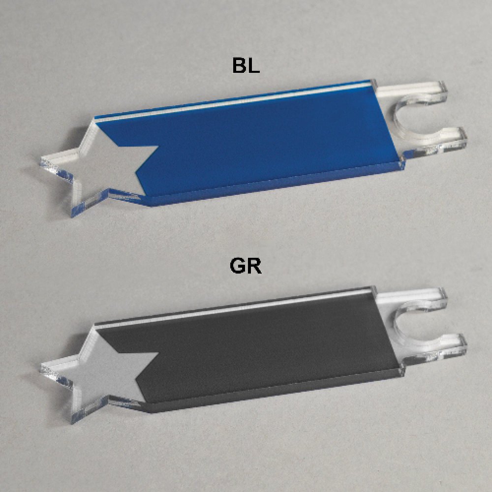 Interlocking Bars - Left Facing — 4" x 1.25" x .25" Imprint Area: Left Facing, Color: Blue, Shape: Star