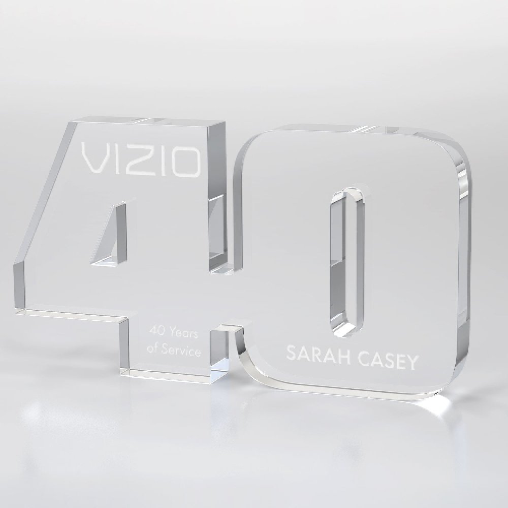Clear Geo Acrylic Anniversary Numeral Award Two-digit - 40 — 5
