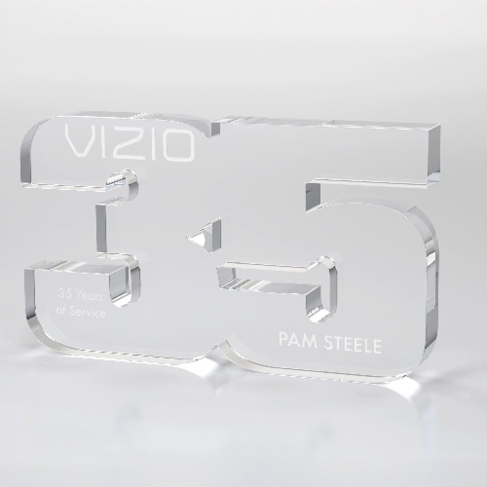 Clear Geo Acrylic Anniversary Numeral Award Two-digit - 35 — 5