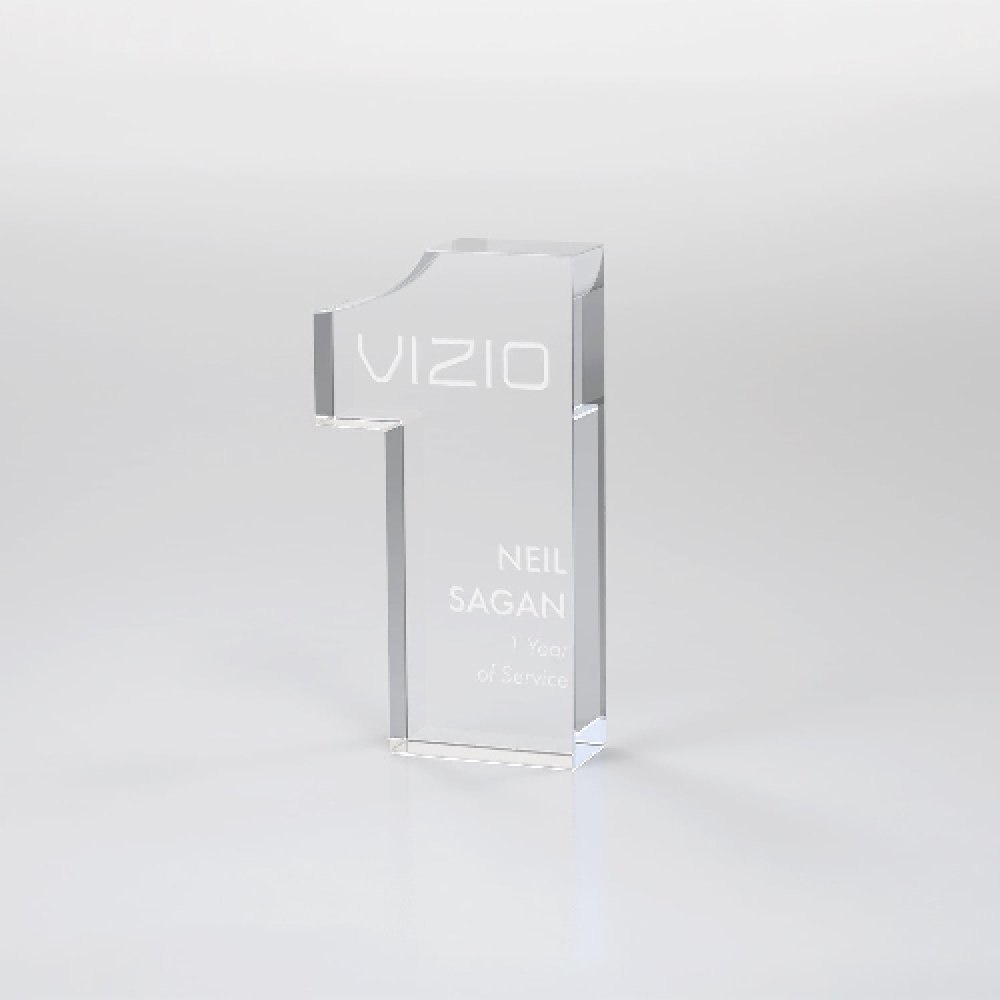 Clear Geo Acrylic Anniversary Numeral Award Single Digit - 1 — 2-3