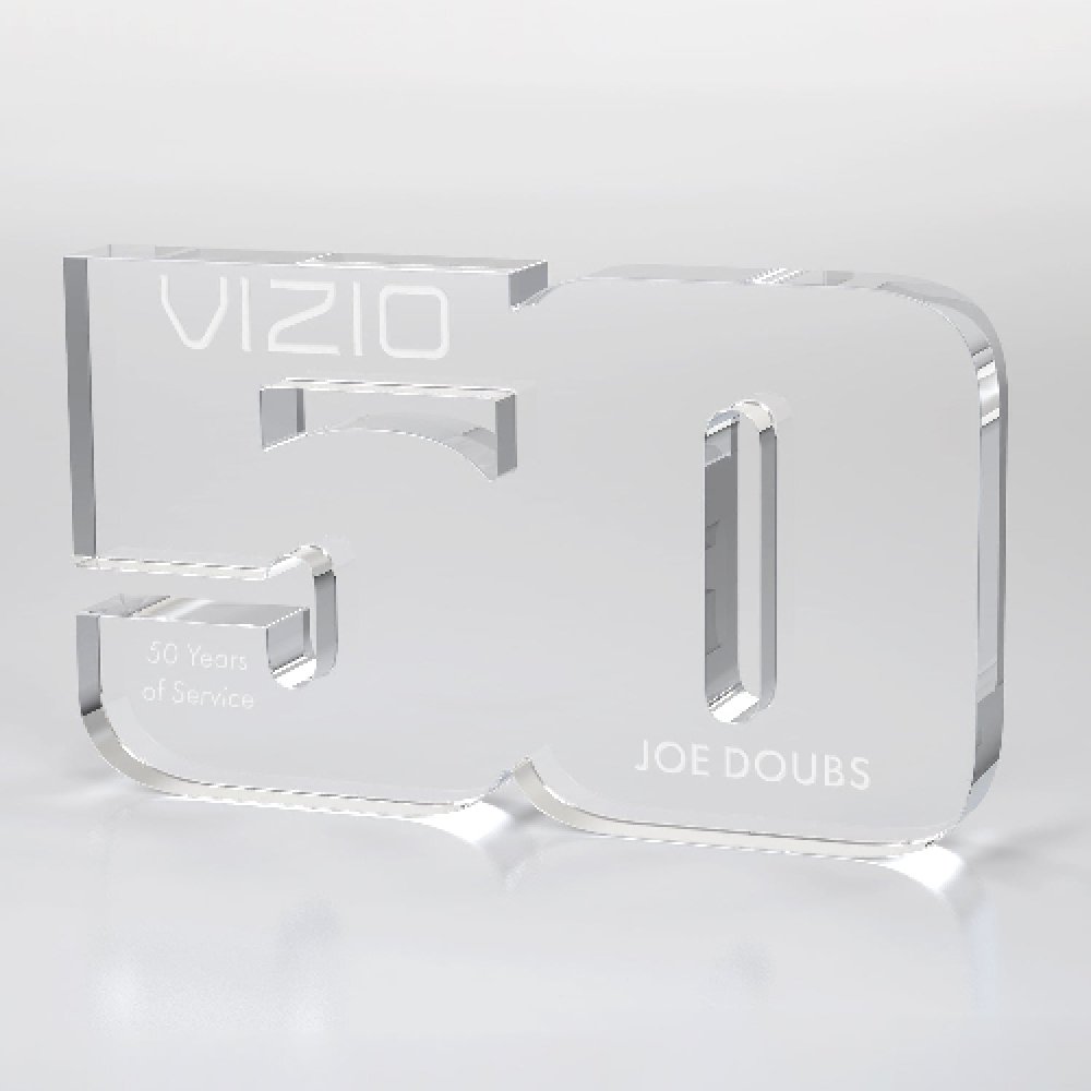 Clear Geo Acrylic Anniversary Numeral Award Two-digit - 50 — 5