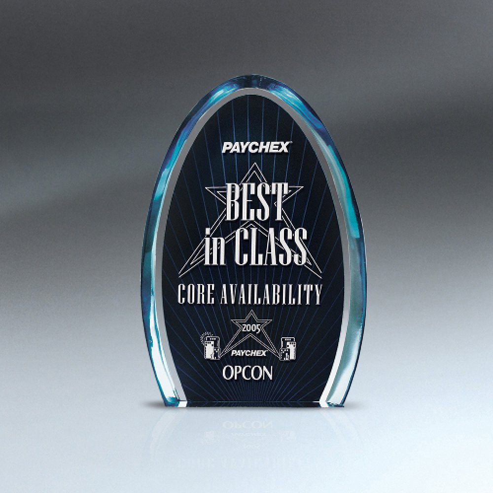 Blue Dynasty Award — 6" x 9" x 3/4" Color(s): Clear, Blue
