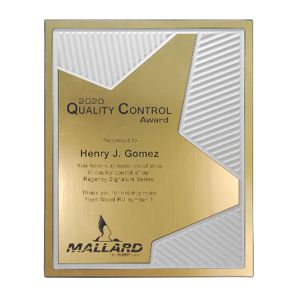 Grooved Brilliance Plaque — 8" x 10" x 1/4" Color(s): Gold