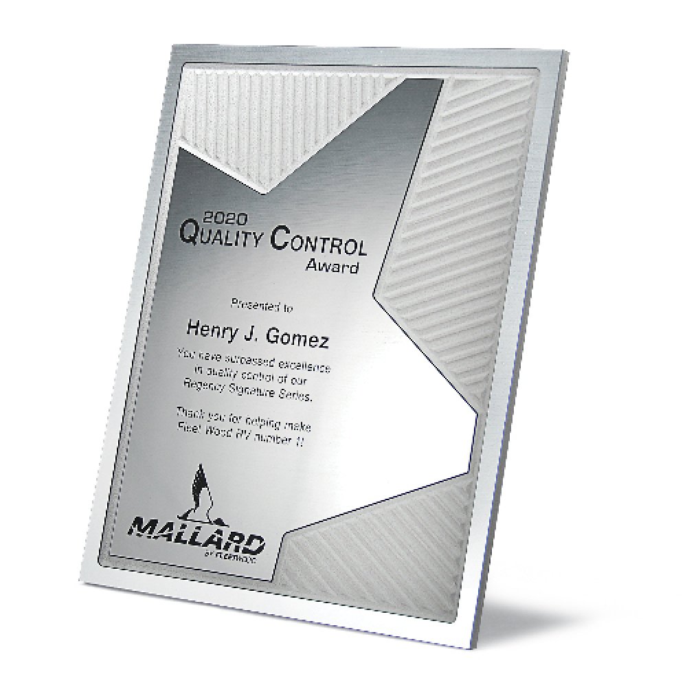 Grooved Brilliance Plaque — 8" x 10" x 1/4" Color(s): Silver