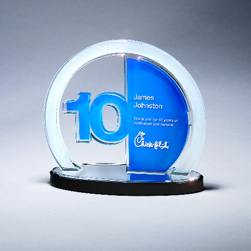 Anniversary Achievement Award — 6 1/2" x 6 1/8" x 2 Color(s): Blue, White, Black