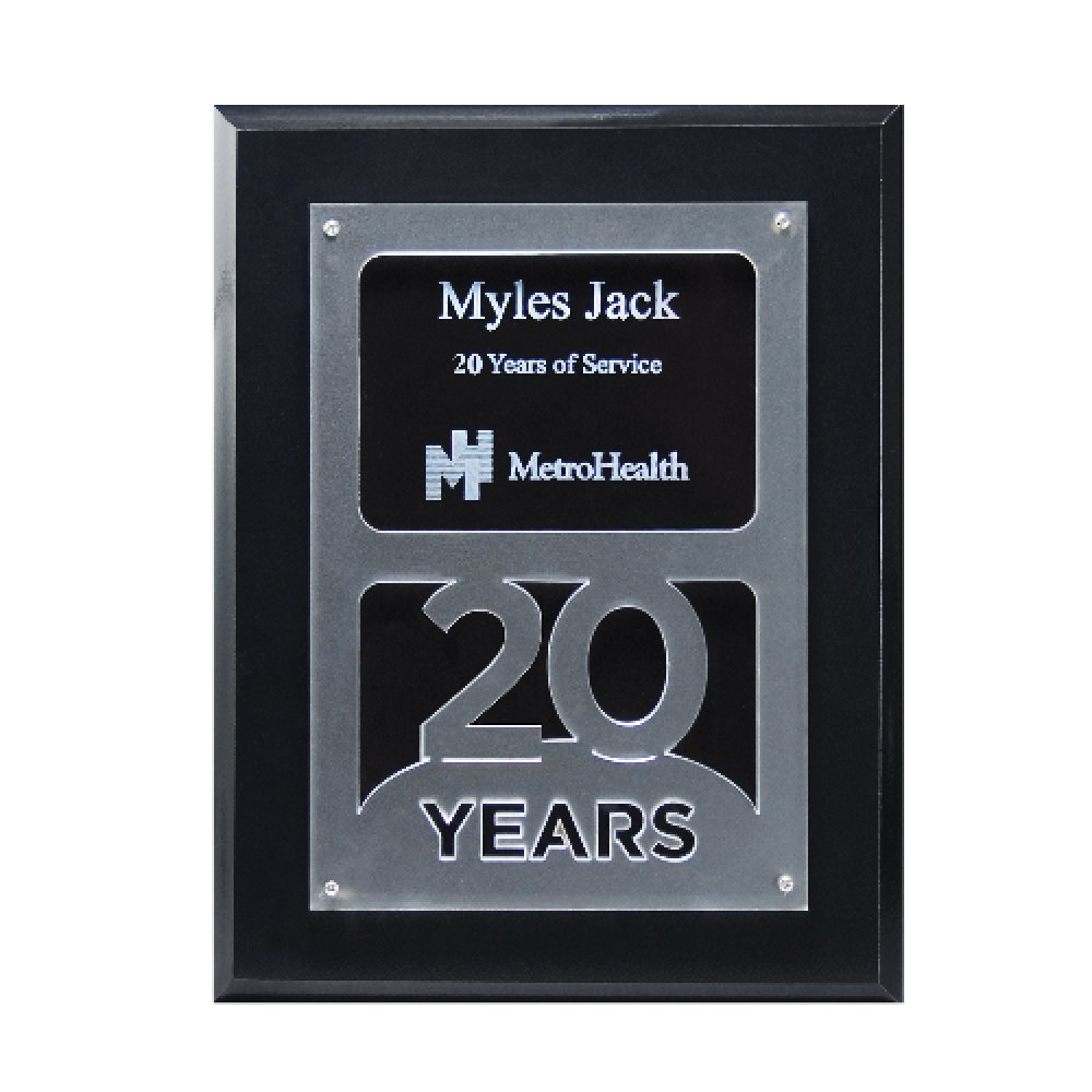 Anniversary Achievement Plaque — 7" x 9" x 7/8" Color(s): Black, Frost