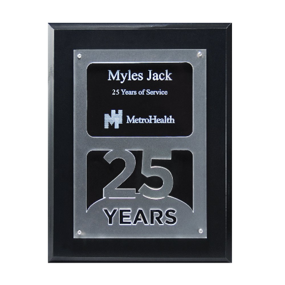 Anniversary Achievement Plaque — 7" x 9" x 7/8" Color(s): Black, Frost