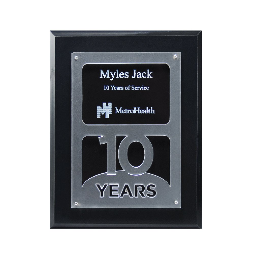 Anniversary Achievement Plaque — 7" x 9" x 7/8" Color(s): Black, Frost