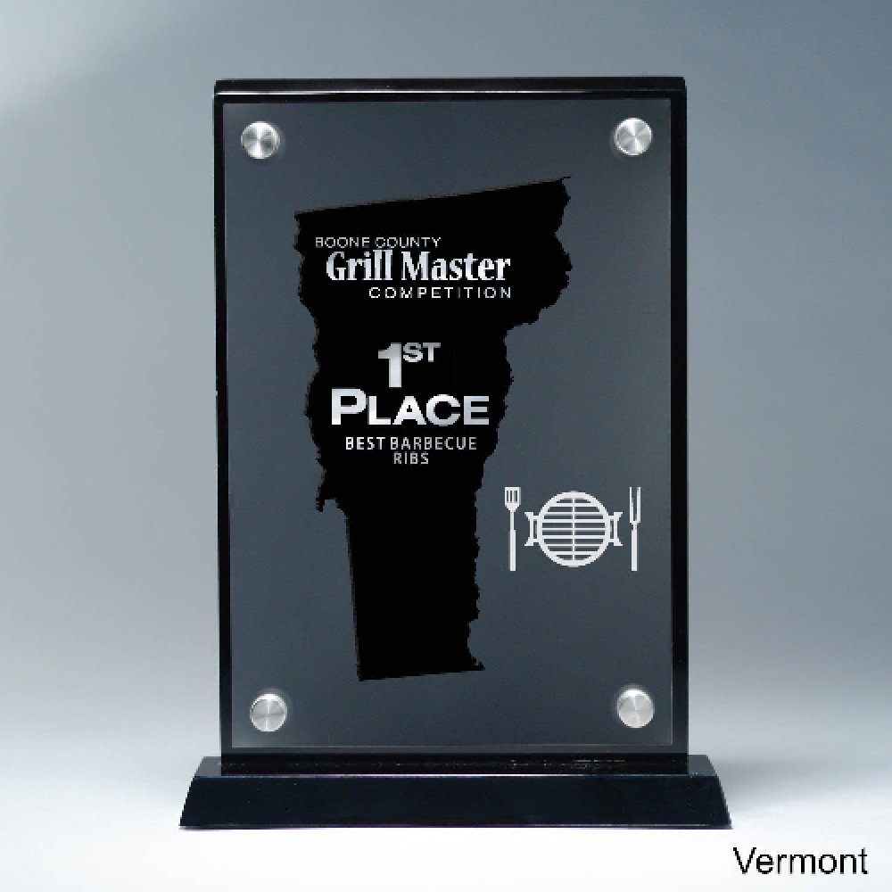 Frosted Acrylic Cutout on Risers Award - Vermont — 8 1/2" x 8 3/4" Cutout Shape: Vermont
