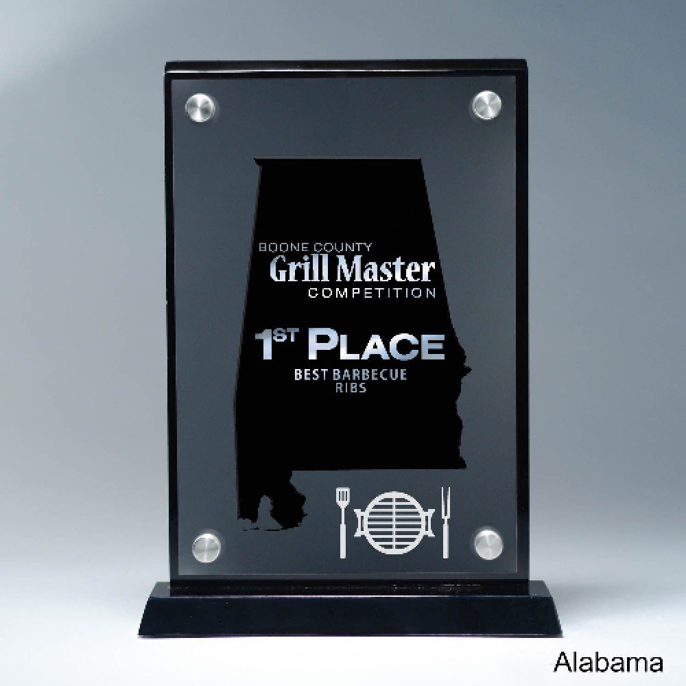 Frosted Acrylic Cutout on Risers Award - Alabama — 8 1/2" x 8 3/4" Cutout Shape: Alabama