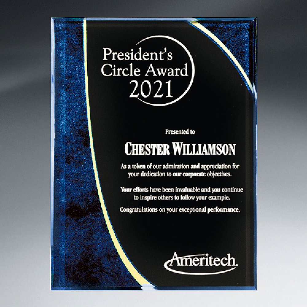 Halley Plaque — 6" x 8" Color(s): Black, Deep Ocean Blue