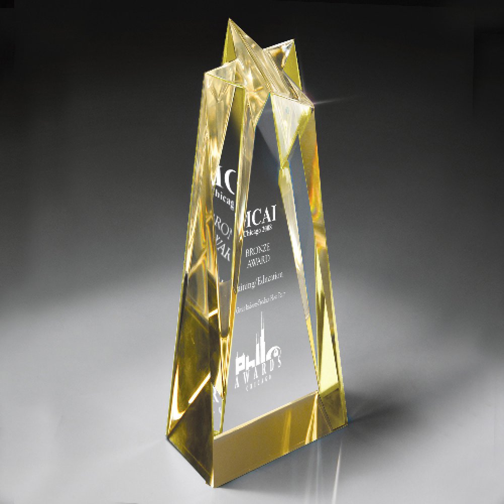 Sculptured Lucite Star — 3 1/2" x 6" Color(s): Clear, Gold