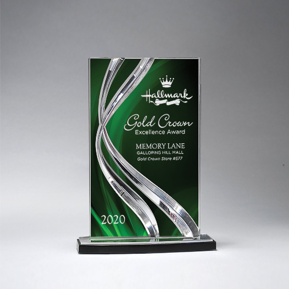 Sweeping Ribbon Award — 6 1/4" x 8 1/2" x 2 Color(s): Green, Black