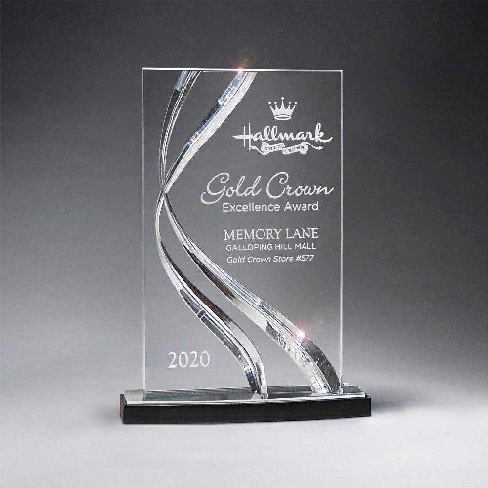 Sweeping Ribbon Award — 6 1/4" x 8 1/2" x 2 Color(s): Clear, Black