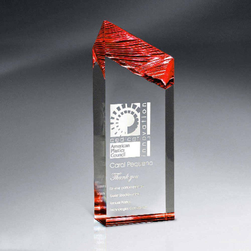 Chisel Carve Tower — 3" x 8 3/4" x 2" Color(s): Clear, Red