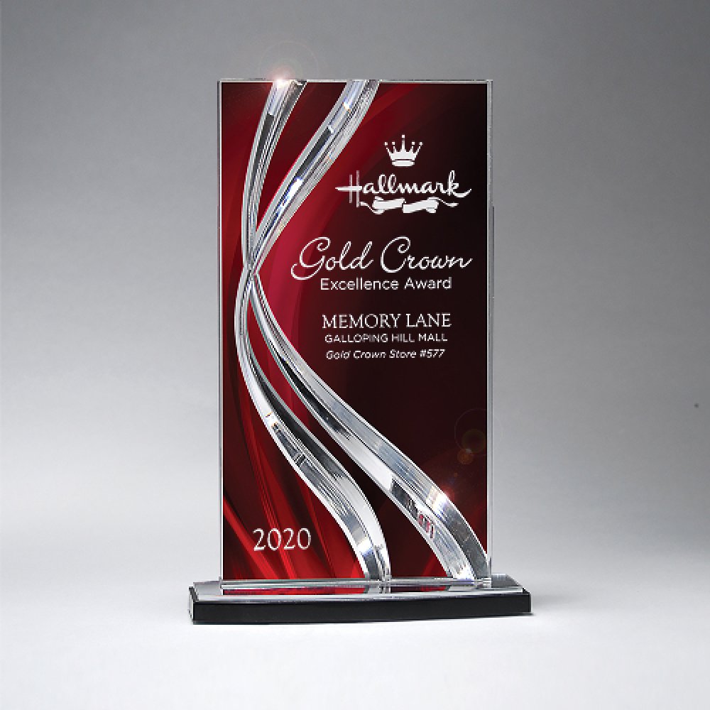 Sweeping Ribbon Award — 6 1/4" x 9 1/2" x 2 Color(s): Red, Black