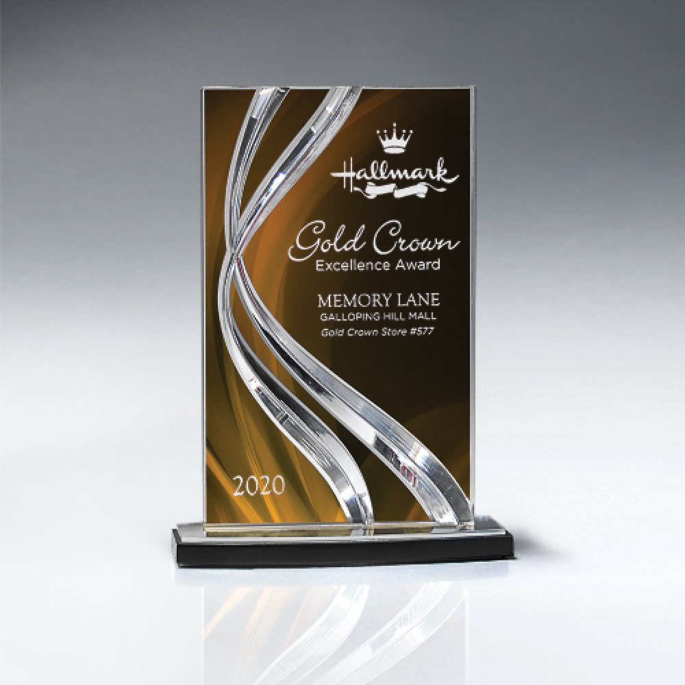 Sweeping Ribbon Award — 6 1/4" x 9 1/2" x 2 Color(s): Gold, Black