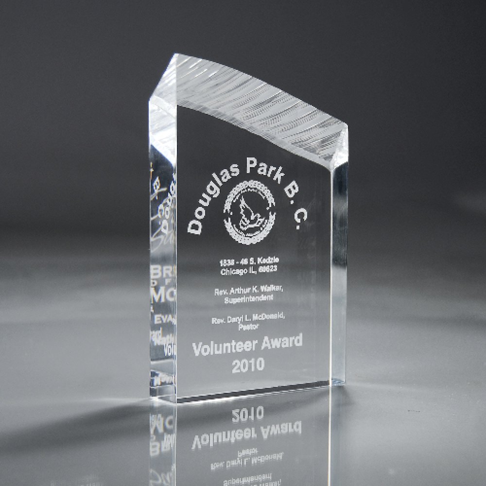 Clear Chisel Tower — 4" x 6 1/2" x 1" Color(s): Clear