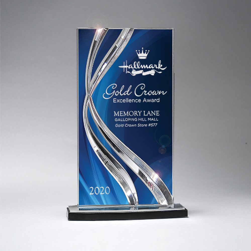 Sweeping Ribbon Award — 6 1/4" x 8 1/2" x 2 Color(s): Blue, Black