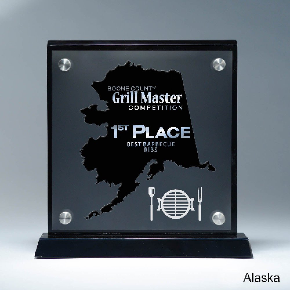 Frosted Acrylic Cutout on Risers Award - Alaska — 8 1/2" x 8 3/4" Cutout Shape: Alaska