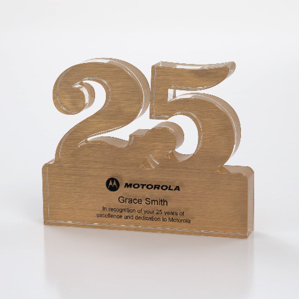 Brushed Metallic Numeral Award Two digit - 25 — 3" x 4" x