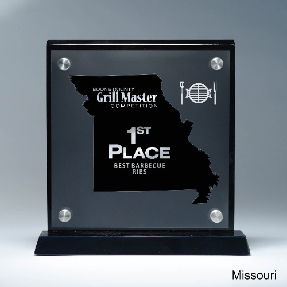Frosted Acrylic Cutout on Risers Award - Missouri — 8 1/2" x 8 3/4" Cutout Shape: Missouri