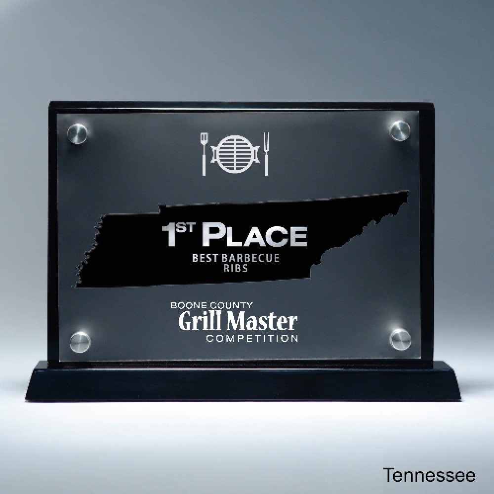 Frosted Acrylic Cutout on Risers Award - Tennessee — 8 1/2" x 8 3/4" Cutout Shape: Tennessee