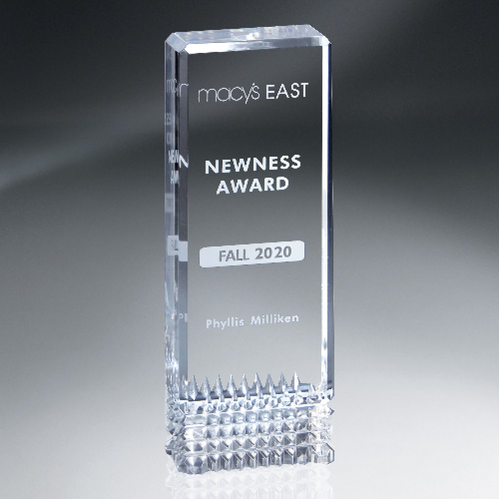 Clear Desktop Diamond Lucite Tower — 3" x 8" x 1 1/2" Color(s): Clear
