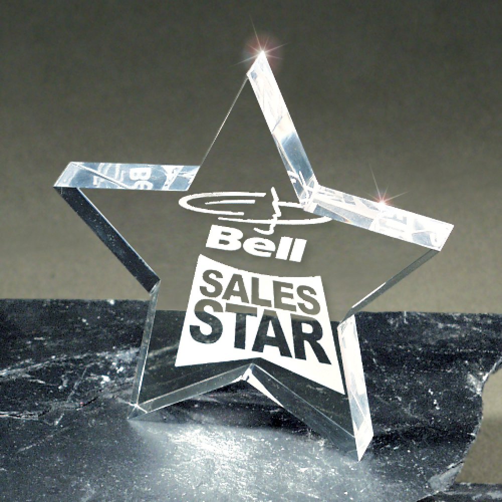 Lasered Lucite Star Award — 5" x 4 3/4" Color(s): Clear