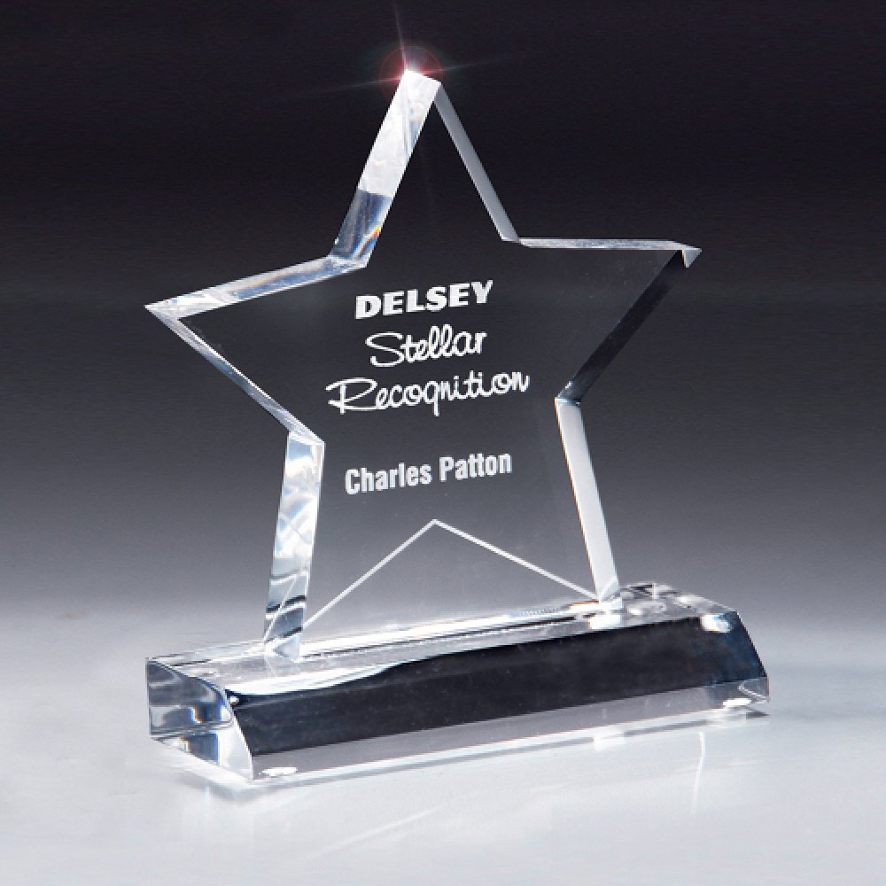 Star Award on Base — 5" x 5 3/4" Color(s): Clear