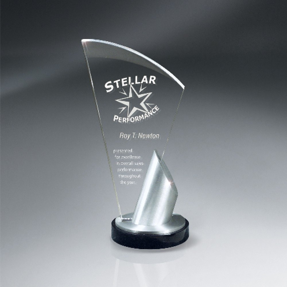 Spotlight with Aluminum & Black Lucite Base — 4 3/4" x 10 3/4" x 4 Color(s): Clear, Silver, Black
