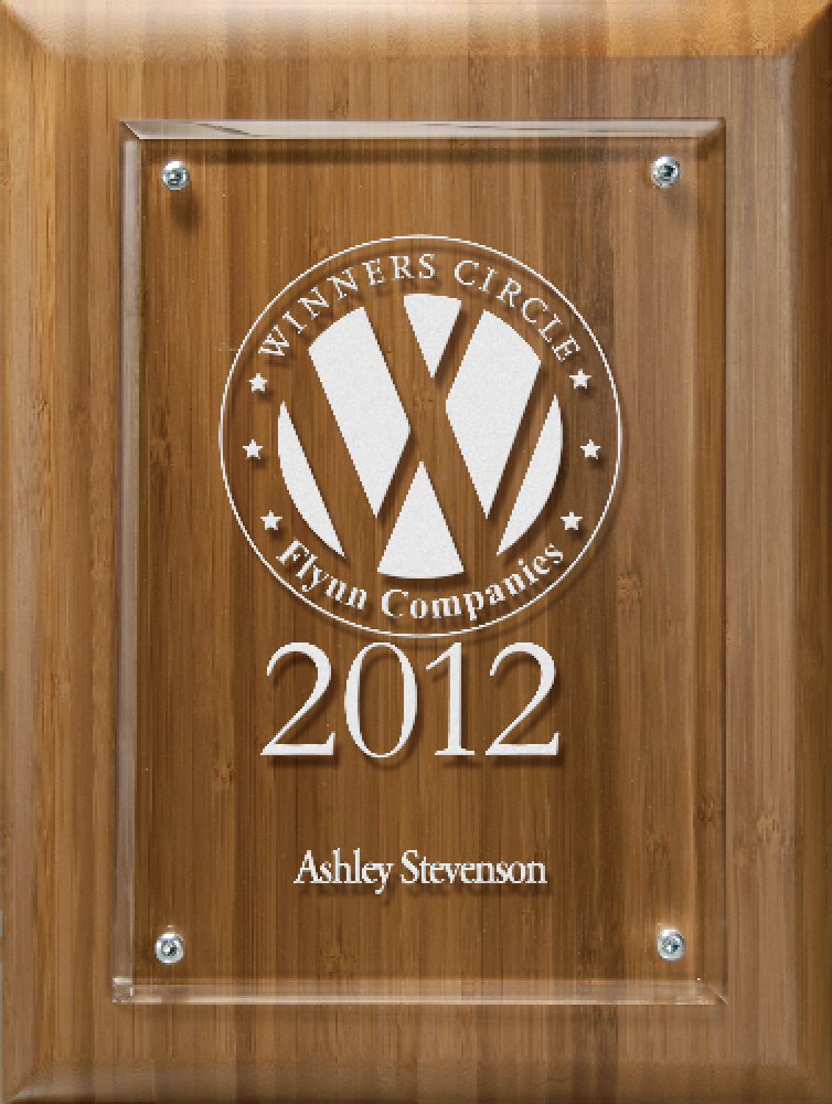 Lasered Lucite on Bamboo Board — 8" x 10" Color(s): Bamboo Brown, Clear
