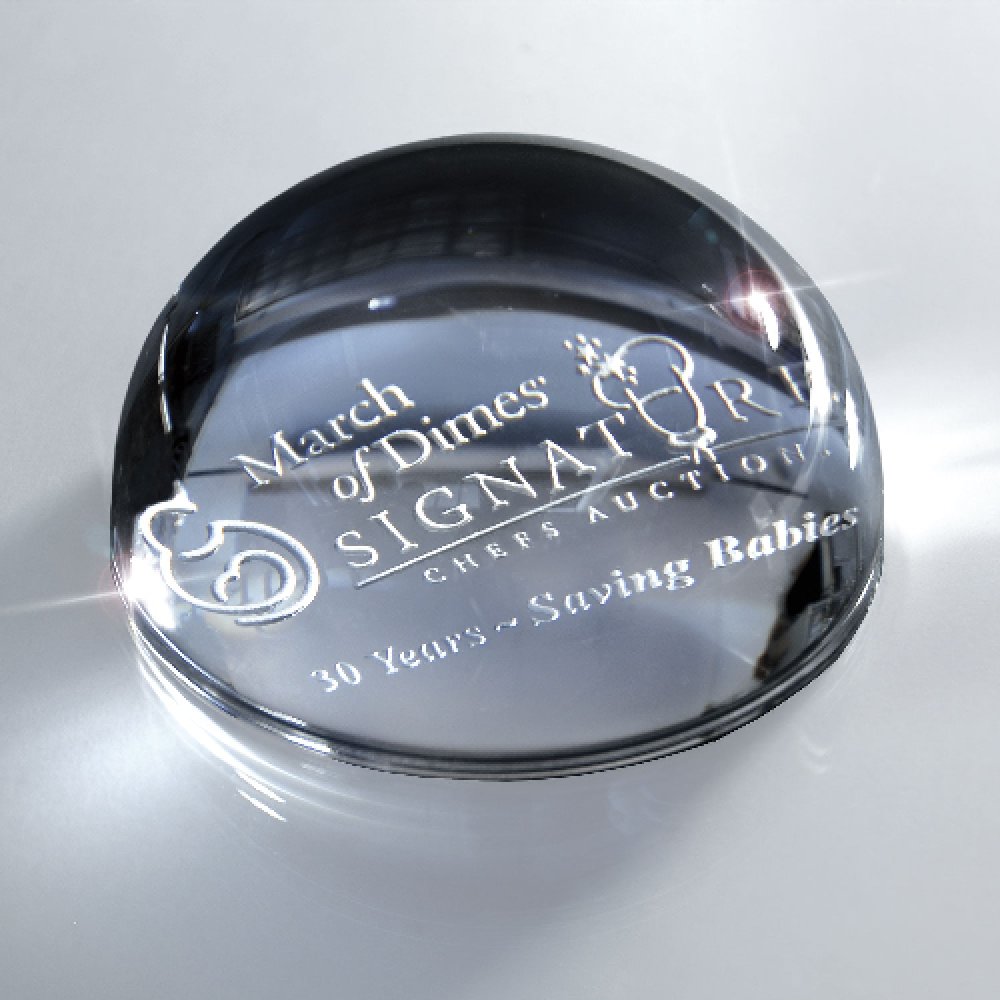 Glass Domed Paperweight — 3 1/2" Color(s): Clear