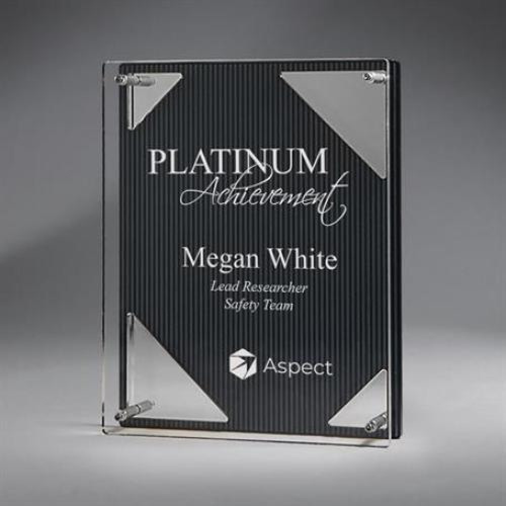 Cornerstone Dual Tablet - Pinstripe - Silver — 6.75" x 8.75" x 1.25" Background Color: Pinstripe, Metal Color: Silver