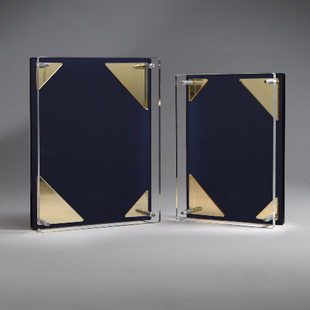 Cornerstone Dual Tablet - Blue - Gold — 5.75" x 7.75" x 1.25" Background Color: Blue, Metal Color: Gold