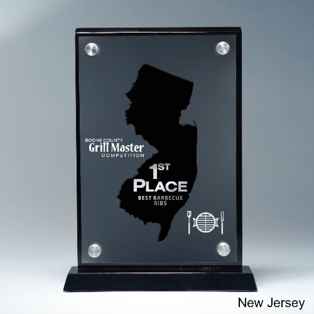 Frosted Acrylic Cutout on Risers Award - New Jersey — 8 1/2" x 8 3/4" Cutout Shape: New Jersey
