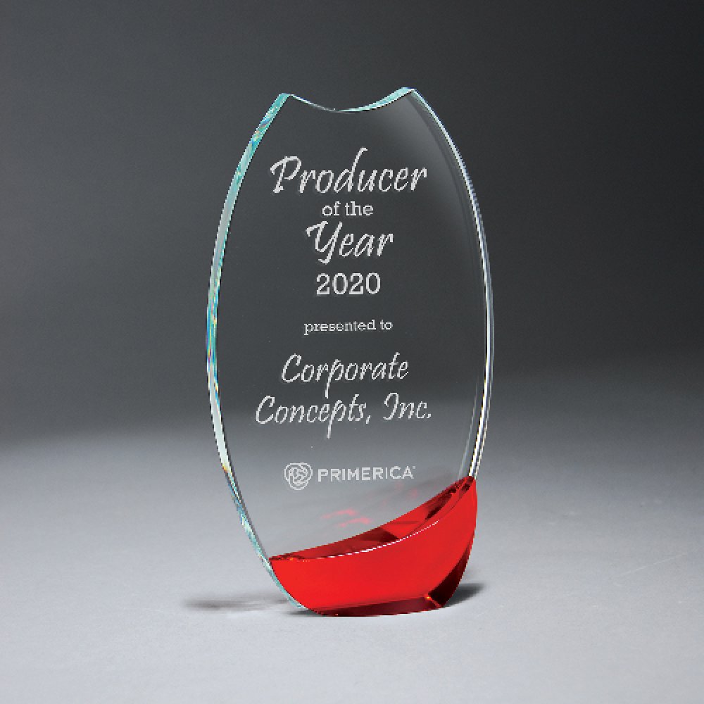 Clear Glass with Bold Red Crystal Accent — 4 5/8" x 8 1/8" x 1 Color(s): Clear, Red