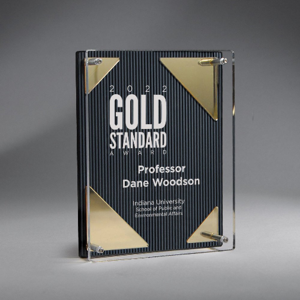Cornerstone Dual Tablet - Pinstripe - Gold — 5.75" x 7.75" x 1.25" Background Color: Pinstripe, Metal Color: Gold