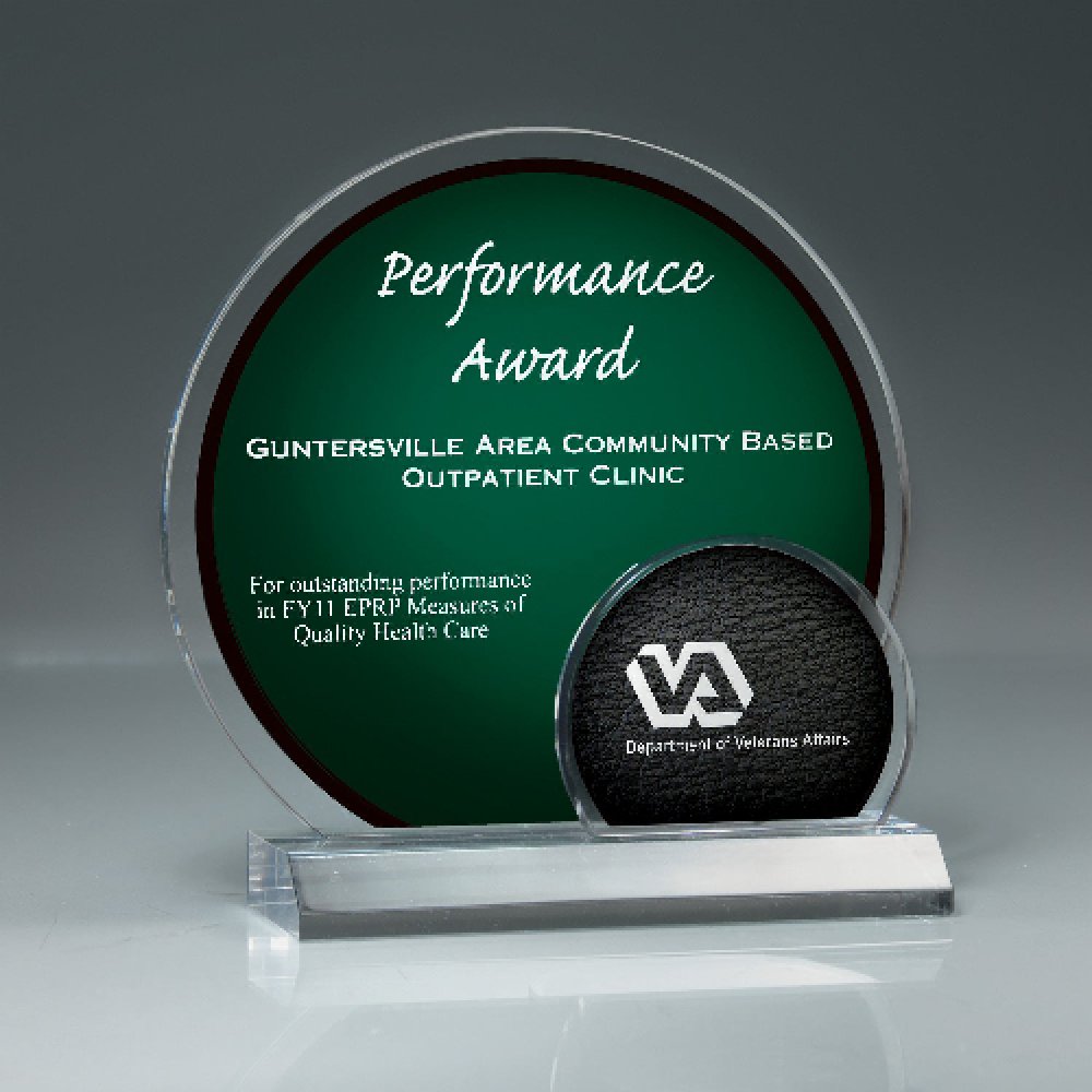 Brilliance Award On Clear Base - Green — 7" x 7 1/4" Color: Green