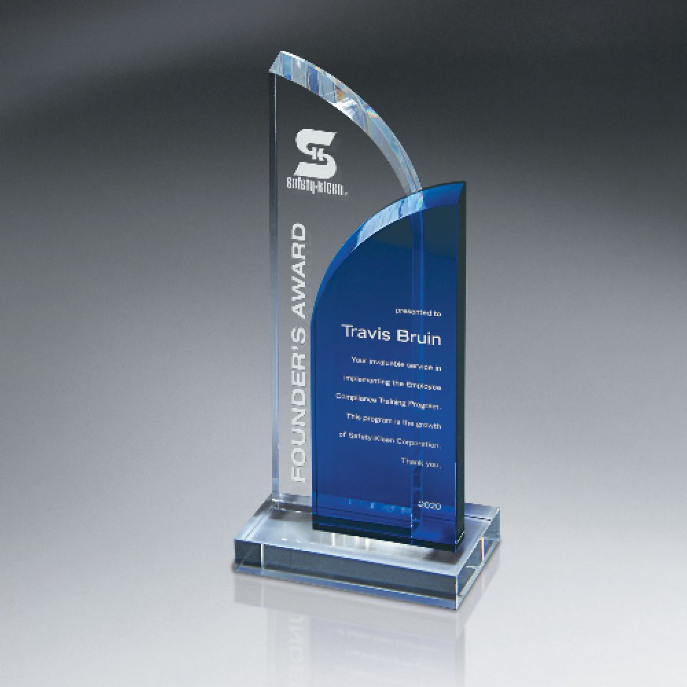 Optic Clear and Blue Crystal on Clear Base — 5" x 10 3/4" Color(s): Clear, Blue