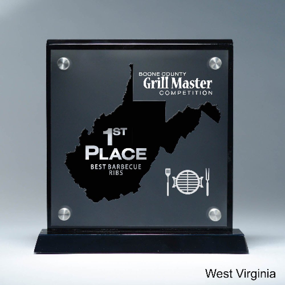 Frosted Acrylic Cutout on Risers Award - West Virginia — 8 1/2" x 8 3/4" Cutout Shape: West Virginia