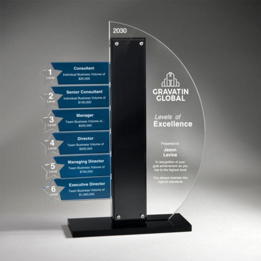 Black Accent Bar with Crescent Interlock Award — 6.75" x 11.375" x 2" Sold only as shown.